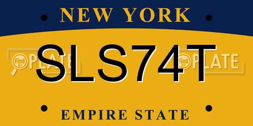 SLS74T New York License Plate