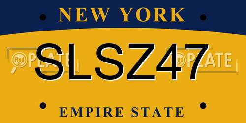 SLSZ47 New York License Plate