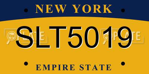 SLT5019 New York License Plate