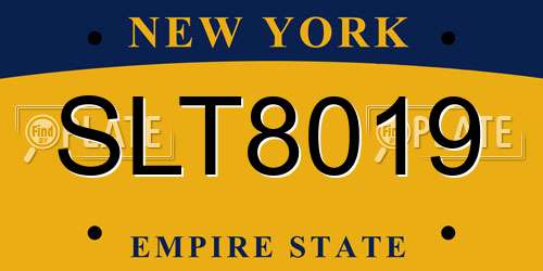 SLT8019 New York License Plate