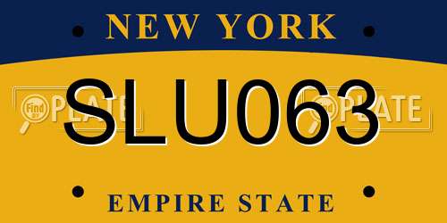 SLU063 New York License Plate