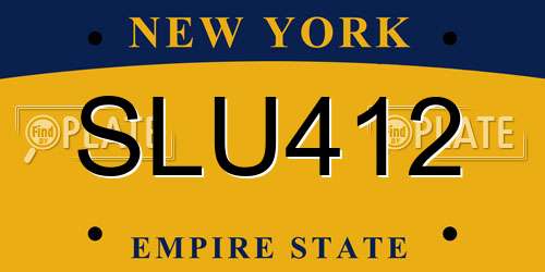 SLU412 New York License Plate