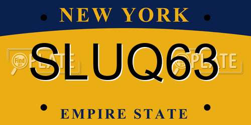 SLUQ63 New York License Plate