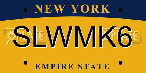 SLWMK6 New York License Plate