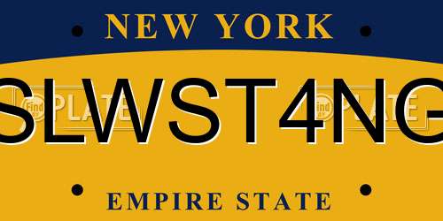 SLWST4NG New York License Plate