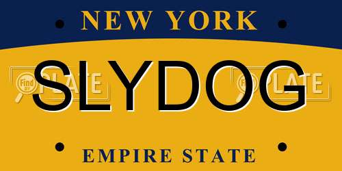 SLYDOG New York License Plate
