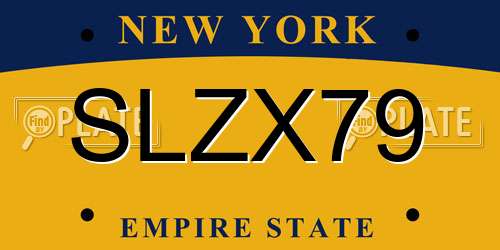 SLZX79 New York License Plate