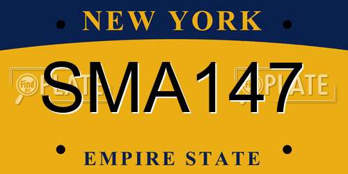 SMA147 New York License Plate