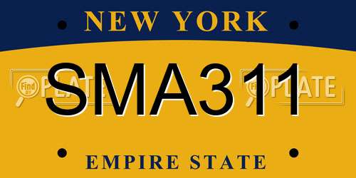 SMA311 New York License Plate