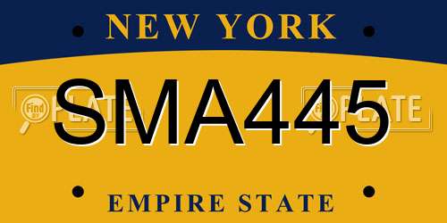 SMA445 New York License Plate