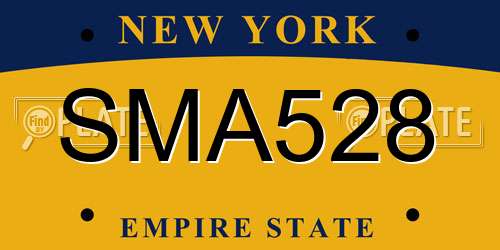 SMA528 New York License Plate