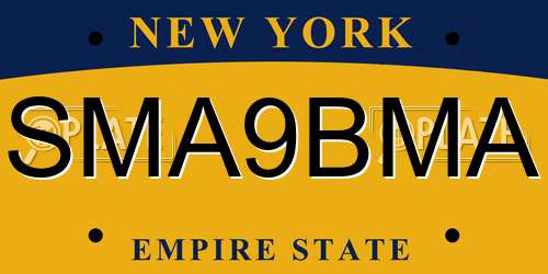 SMA9BMA New York License Plate
