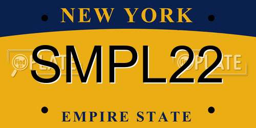 SMPL22 New York License Plate