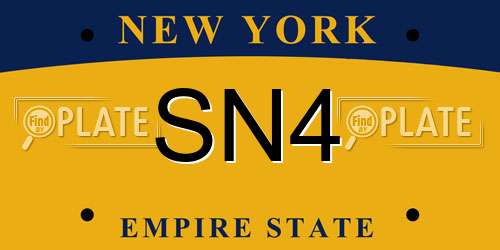 SN4 New York License Plate