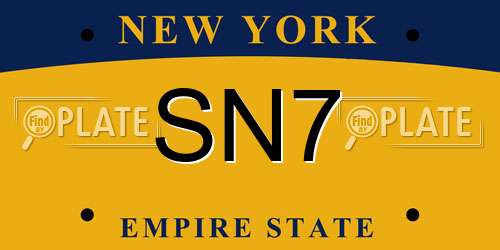 SN7 New York License Plate