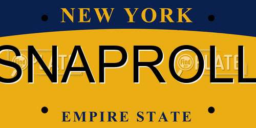 SNAPROLL New York License Plate