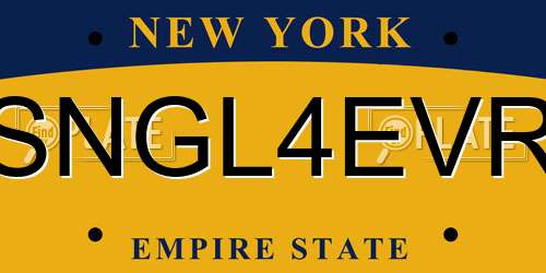 SNGL4EVR New York License Plate