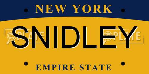 SNIDLEY New York License Plate