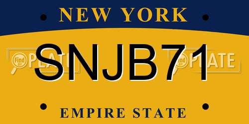 SNJB71 New York License Plate