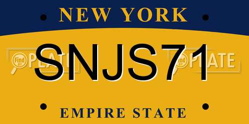 SNJS71 New York License Plate
