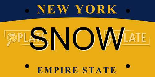 SNOW New York License Plate