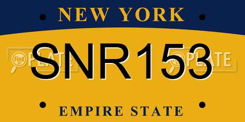 SNR153 New York License Plate