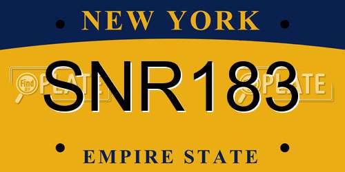 SNR183 New York License Plate