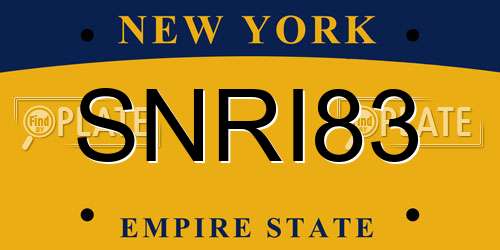 SNRI83 New York License Plate
