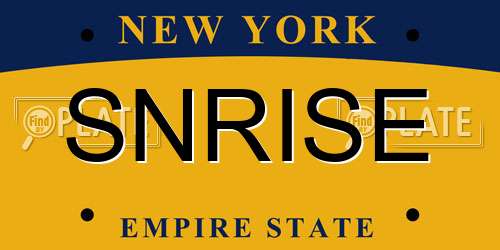 SNRISE New York License Plate