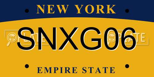 SNXG06 New York License Plate