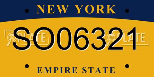 SO06321 New York License Plate