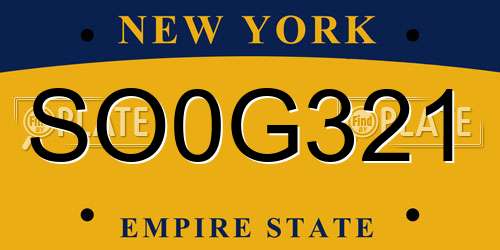 SO0G321 New York License Plate