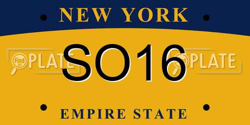 SO16 New York License Plate