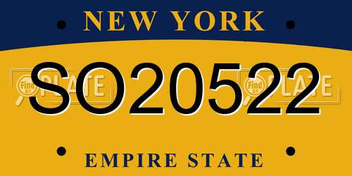 SO20522 New York License Plate