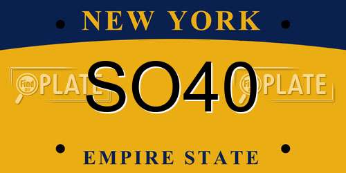 SO40 New York License Plate
