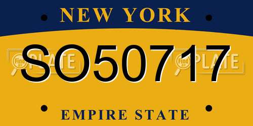 SO50717 New York License Plate