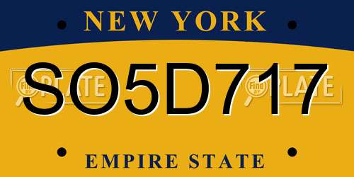 SO5D717 New York License Plate