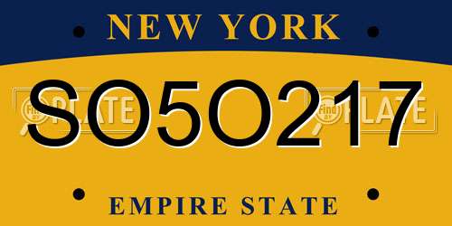 SO5O217 New York License Plate