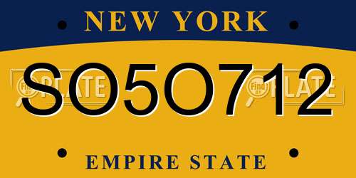 SO5O712 New York License Plate
