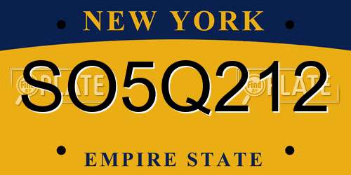 SO5Q212 New York License Plate