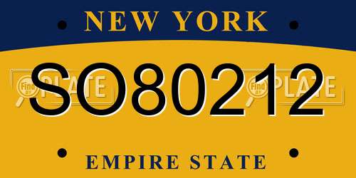 SO80212 New York License Plate