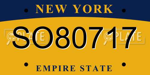 SO80717 New York License Plate