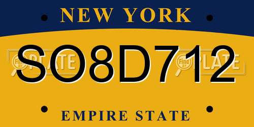 SO8D712 New York License Plate