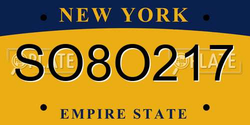 SO8O217 New York License Plate