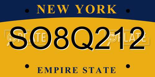 SO8Q212 New York License Plate