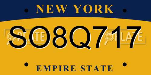 SO8Q717 New York License Plate