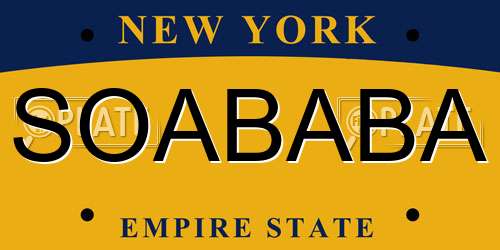 SOABABA New York License Plate