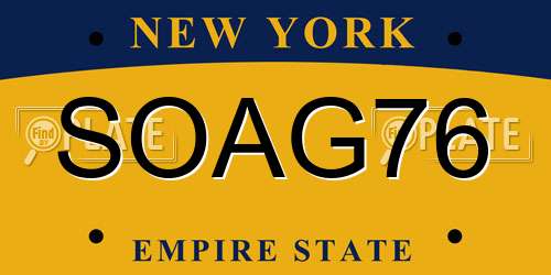 SOAG76 New York License Plate