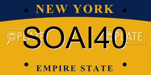 SOAI40 New York License Plate