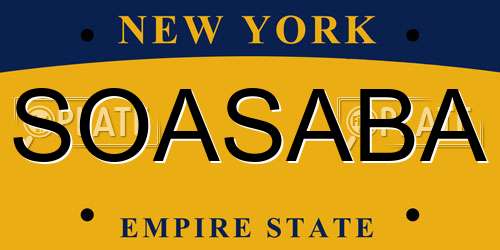 SOASABA New York License Plate